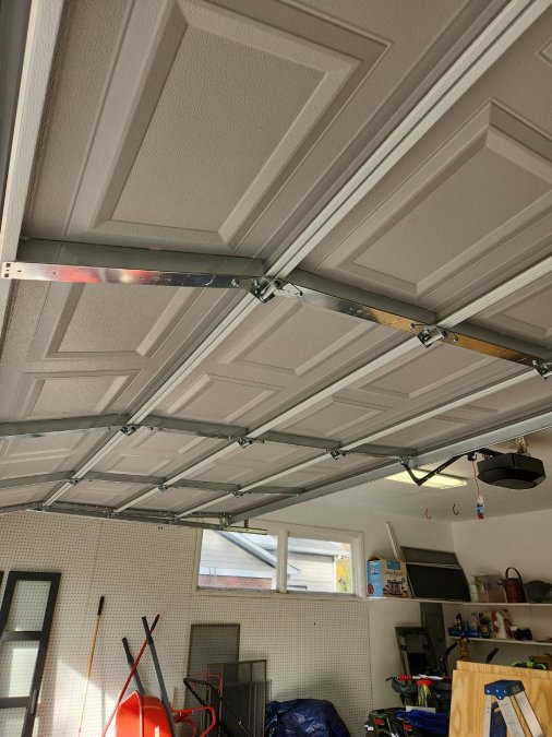 New garage door installed by Garage Door Pro in Indianapolis, seen from inside the garage