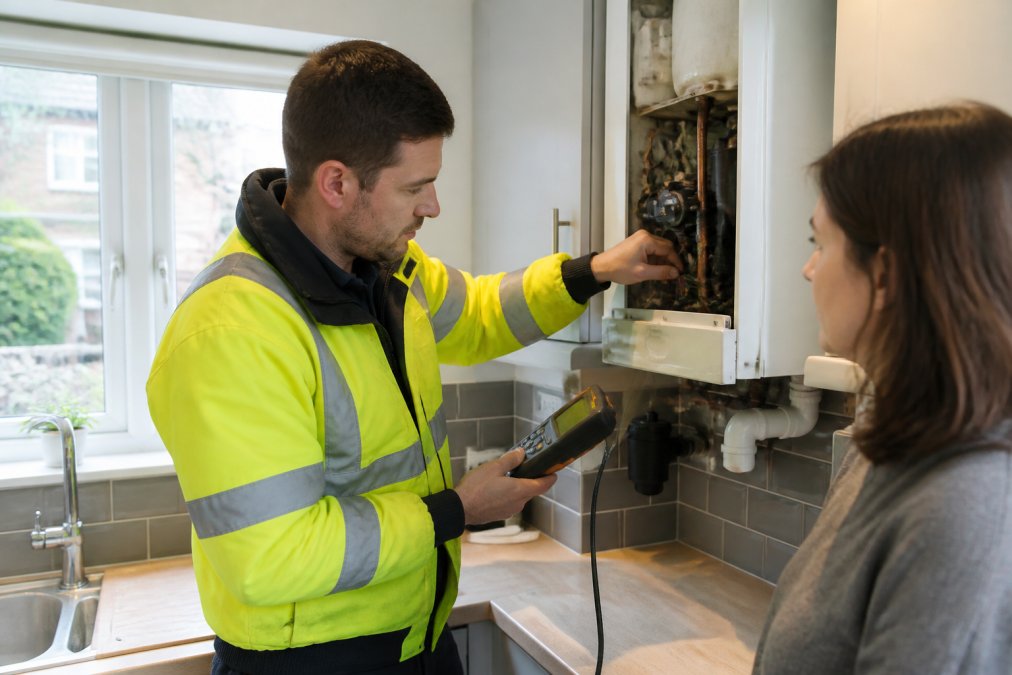 Professional illustration showing Professional for gas safety check requirements