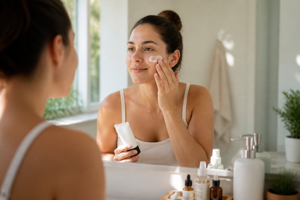 Professional illustration showing Woman for gentle retinol sensitive skin