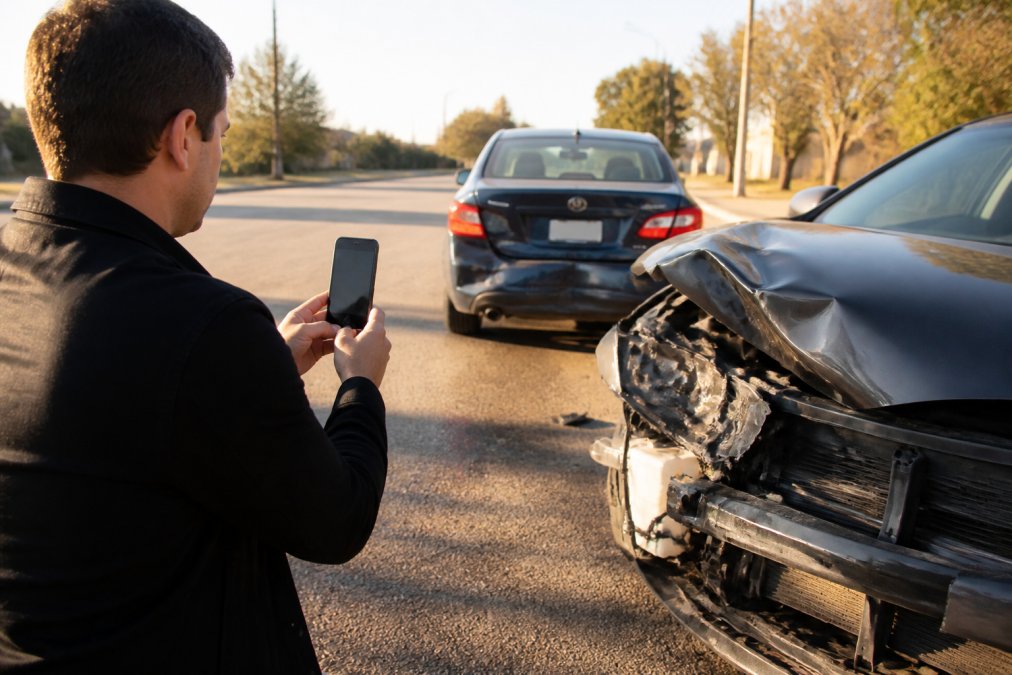 Process diagram showing steps for Driver for car accident documentation