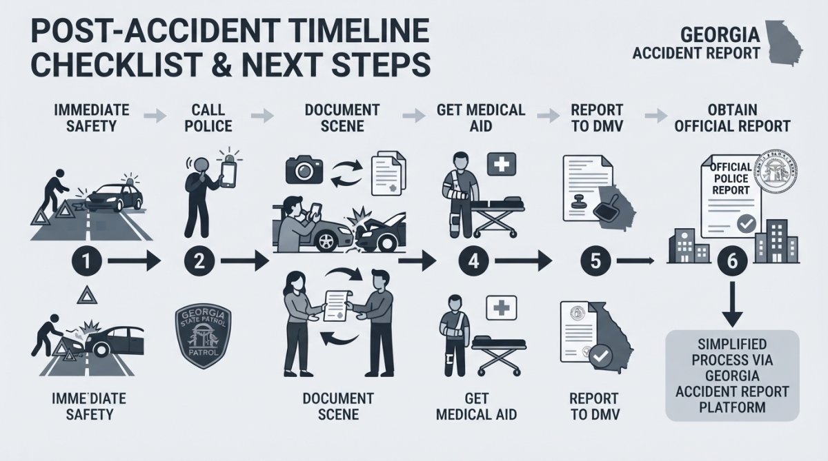Process diagram showing steps for accident report requirements