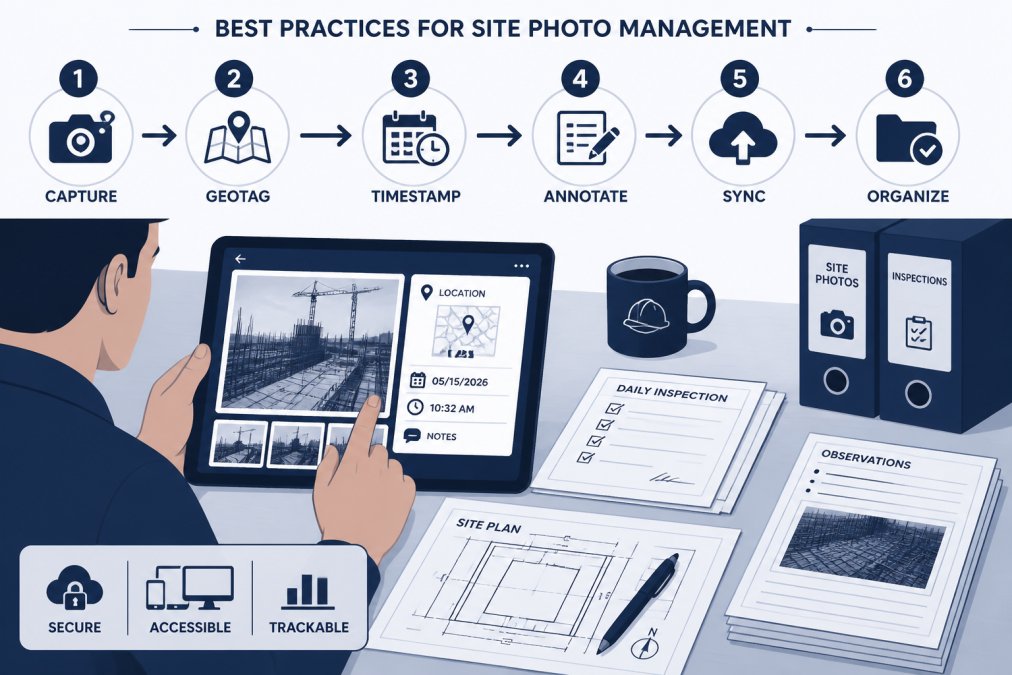 Best practices diagram for geotagged inspection photo reporting