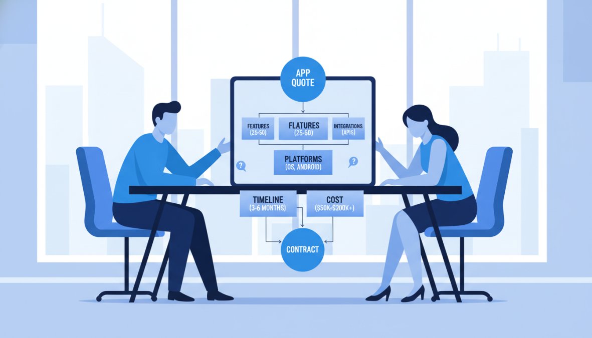 Two professionals sitting across from each other at a clean conference table in a bright modern meeting room, one gesturing while explaining something on a tablet screen to the other, natural light from large windows