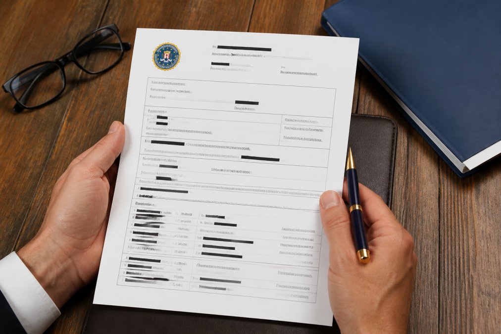 Professional illustration showing Close, FBI for FBI background check faster