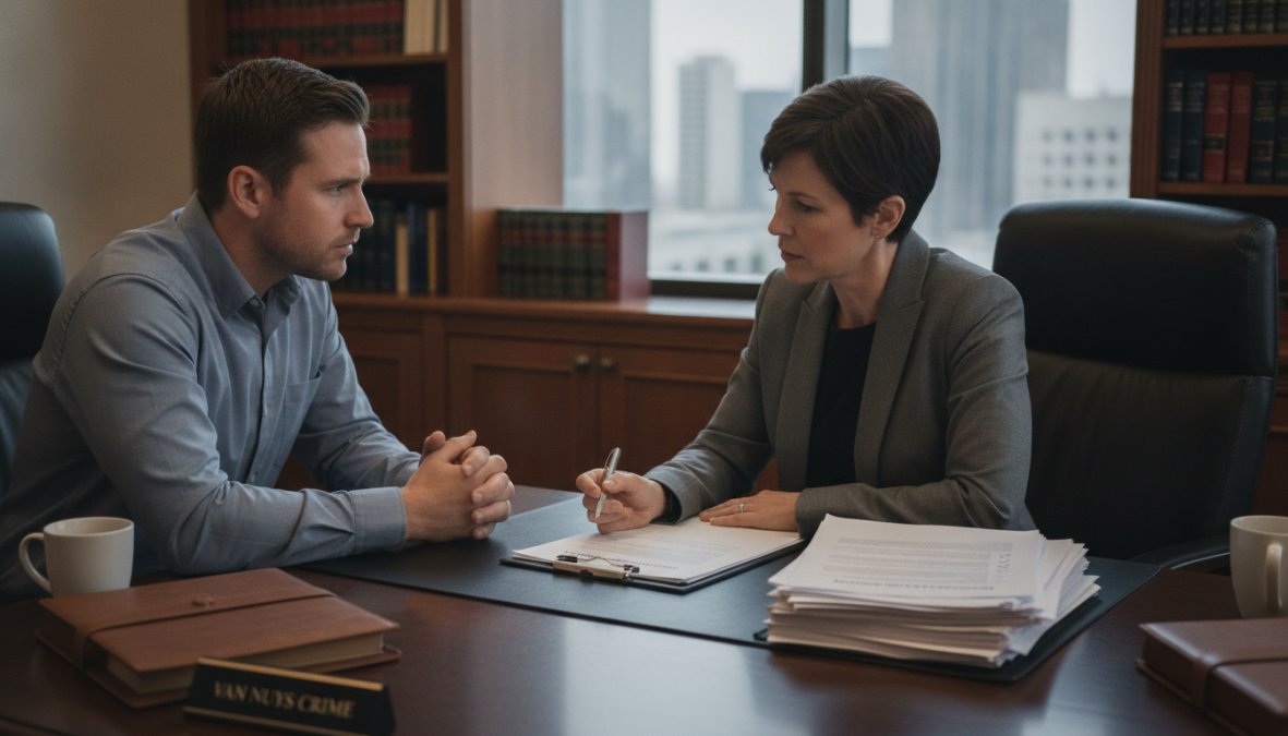 Professional illustration showing person and meeting and criminal concepts for get legal advice for criminal charges