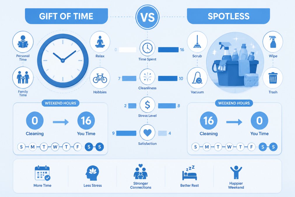 Gift of Time vs Spotless: Weekend Cleaning Relief