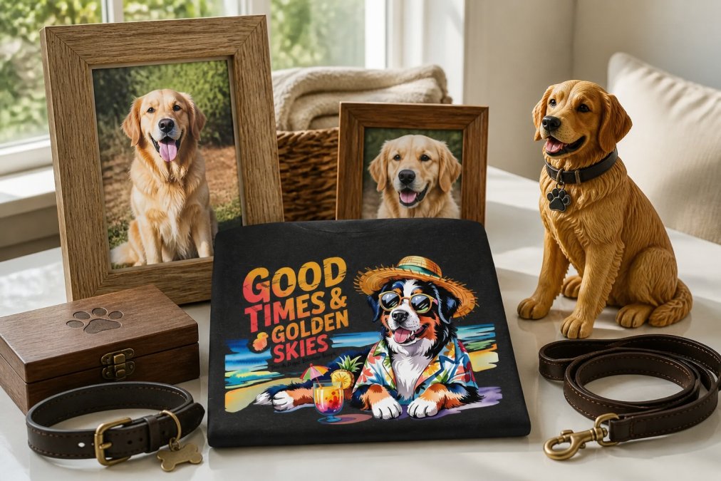 Professional illustration showing Close for golden retriever lover gift basket ideas