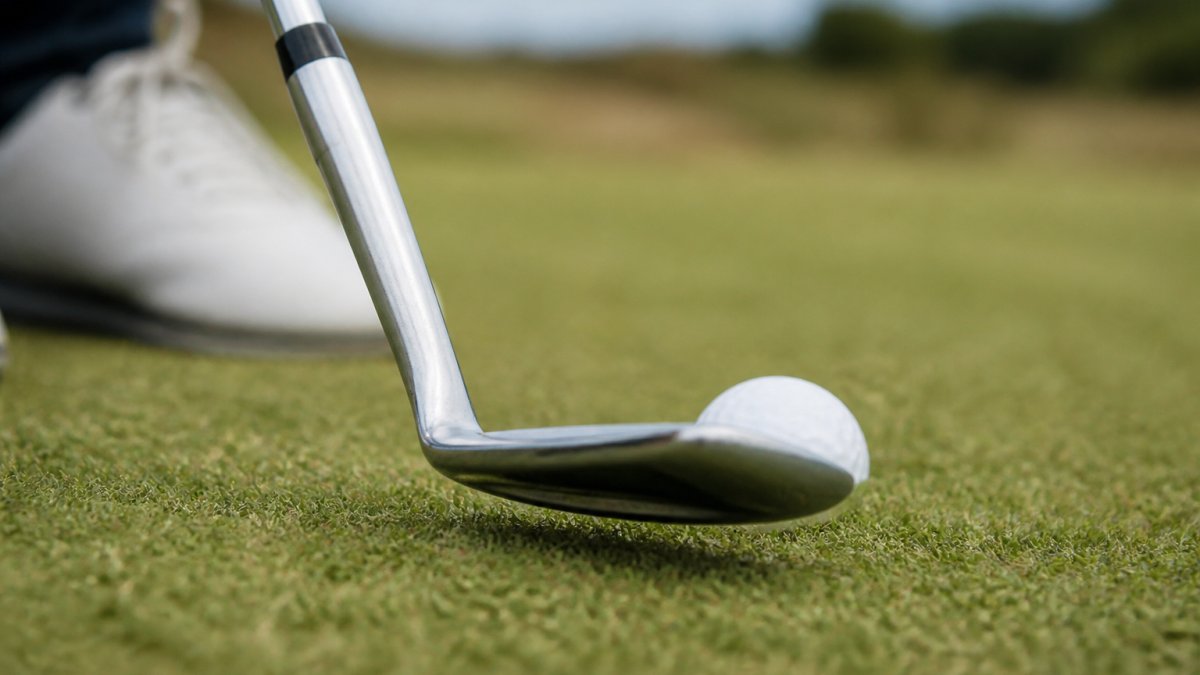 Diagram illustrating how a wedge sole interacts with firm turf during a chip shot to create bounce