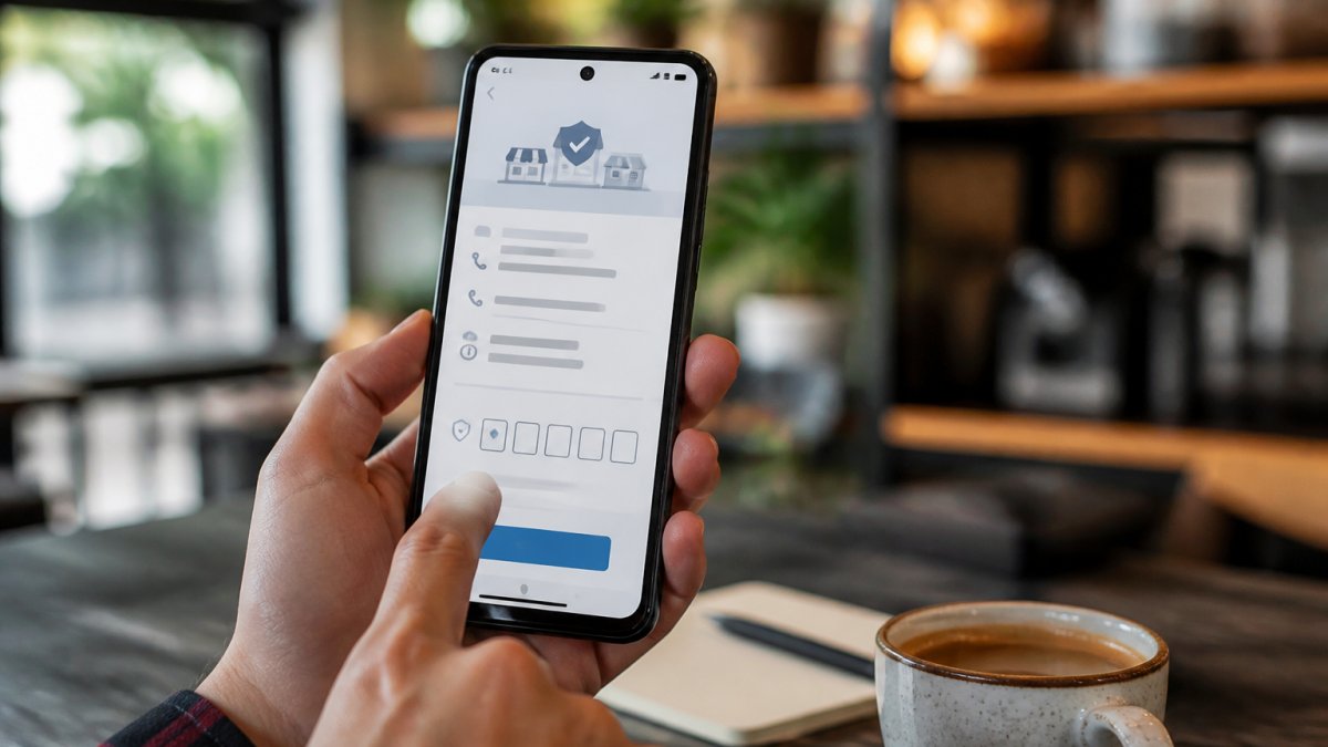 Smartphone displaying a Google Business Profile verification pending status screen with business name, address, and verification code entry field visible