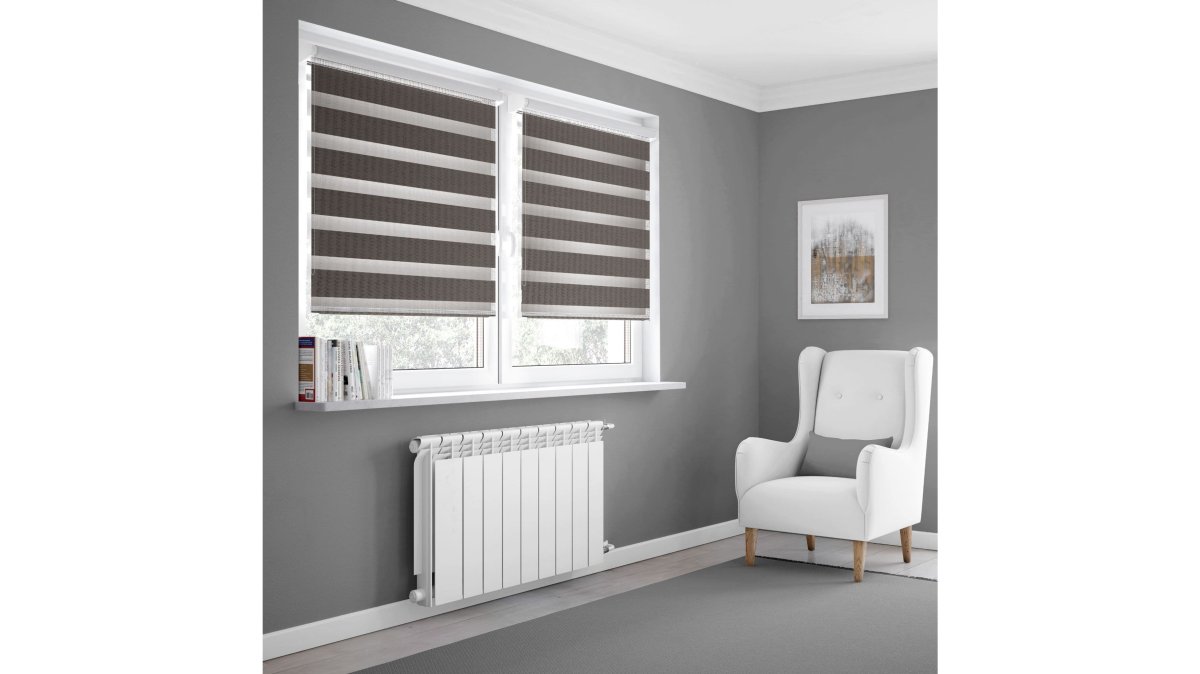 Grey Day and Night Blinds Made To Measure in Steel Grey