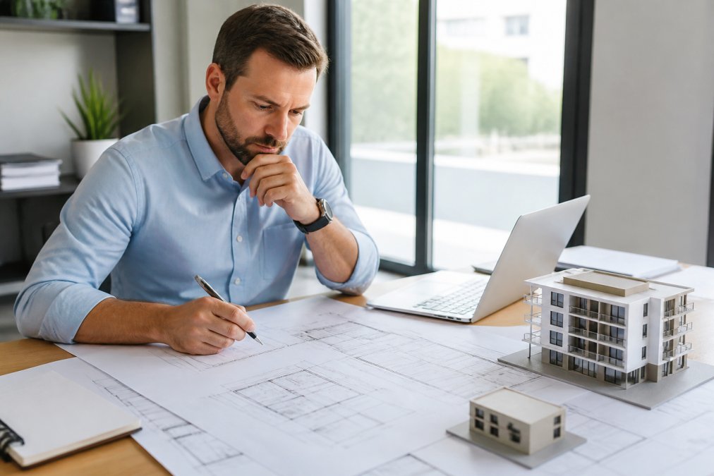 Professional illustration showing ground up construction loan