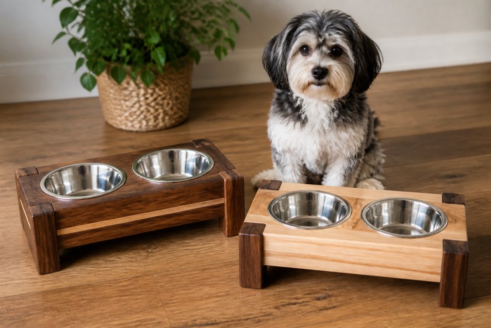 Handmade Wooden Pet Stands for Small Dogs