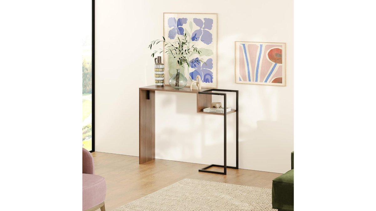 Harmony Minimalist Wood Entryway Console Table - Narrow Console Table for Living