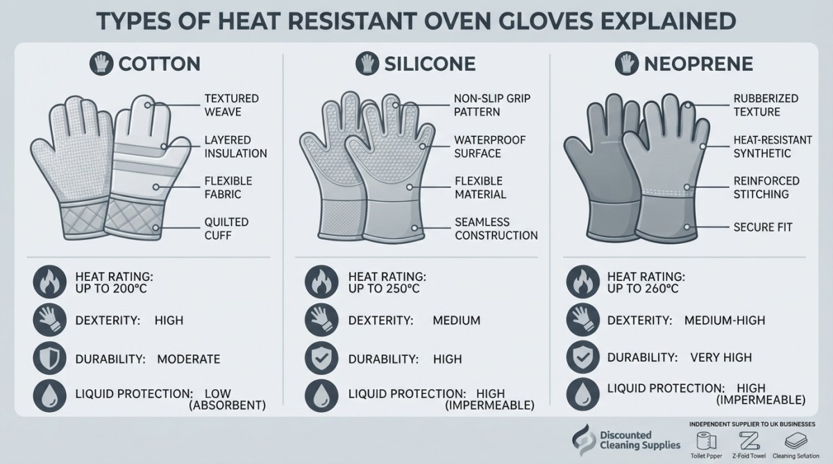 Professional illustration showing heat resistant oven gloves