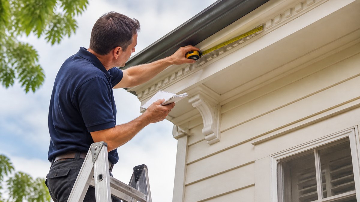 Diagram showing the step-by-step process for measuring and assessing exterior decorative cornice profiles
