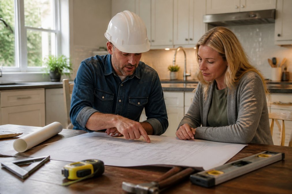 Flowchart showing the steps to vet a structural remodeling service provider with a contractor and homeowner
