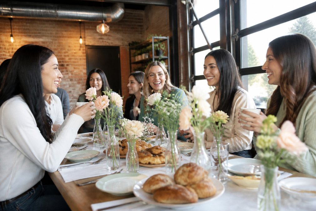 Infographic showing a step-by-step process for planning a bridal shower at an hourly event space venue.