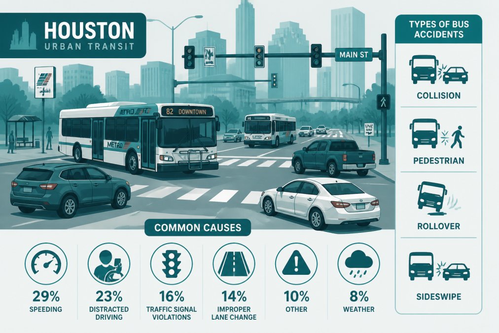 Professional illustration showing bus accident lawyer