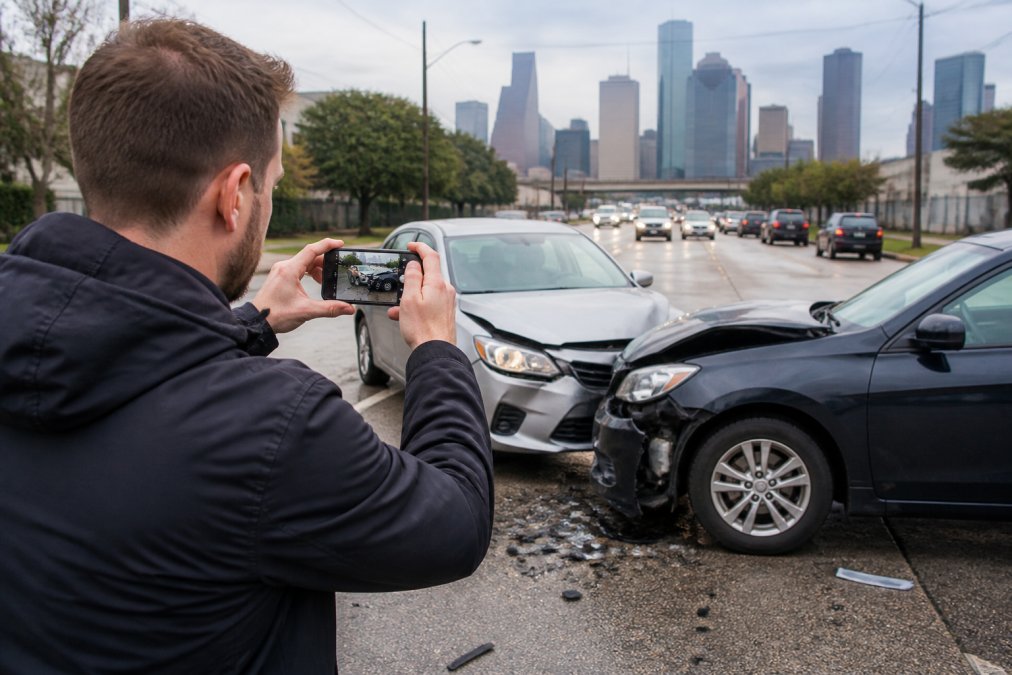 Professional illustration showing Person for Houston Car Accident Lawyer