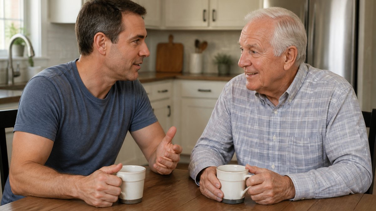 Flowchart visualizing steps to help family members avoid MLM scams seniors encounter during open discussions.