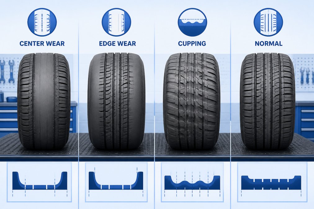 Infographic comparing Honda Civic tire tread patterns to help prevent premature tire wear