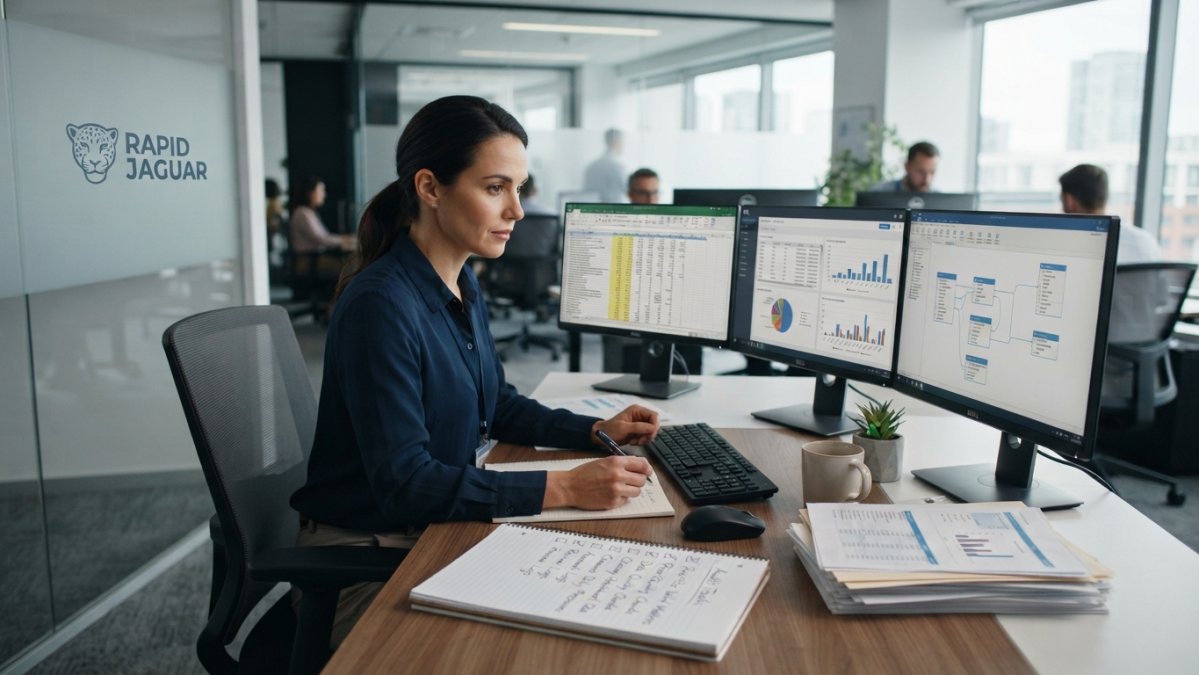 Operations manager reviewing data tasks to prioritize and reduce data maintenance overhead on a checklist.