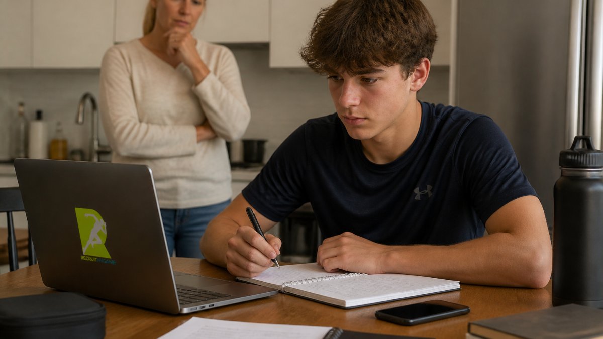 Infographic showing the step-by-step process for drafting a personalized email to college coaches