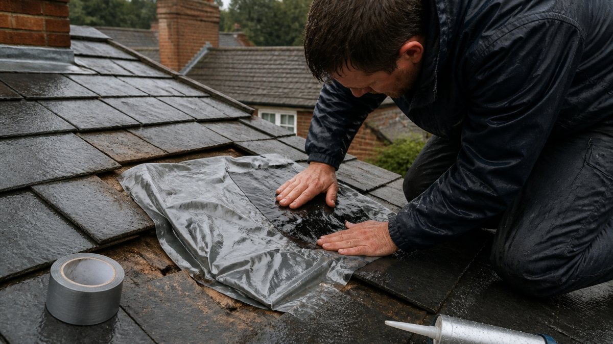 How do you fix an emergency roof leak?