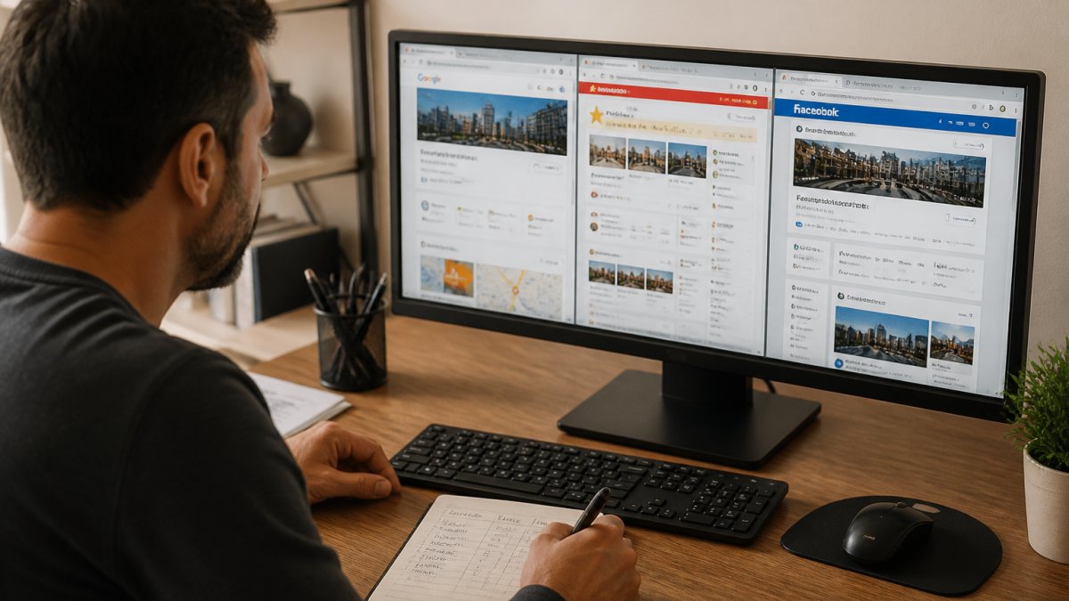 Process of auditing business listings consistent across Google, Yelp, and Facebook to track data errors.
