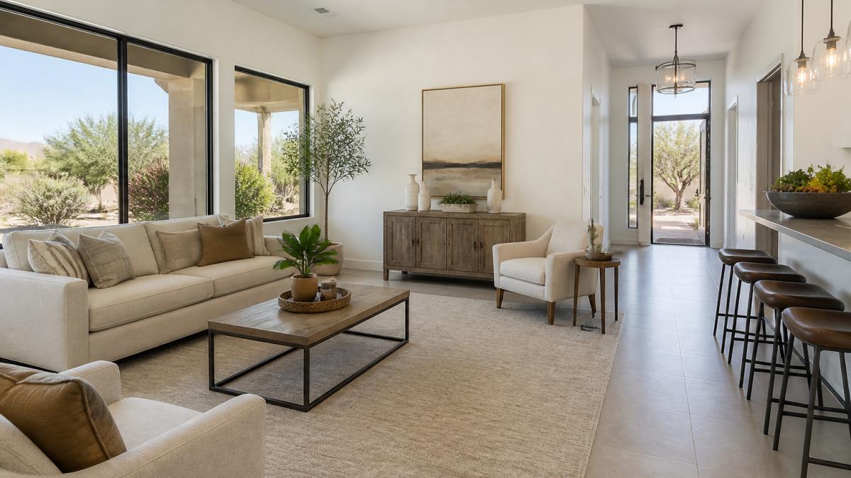 Bright living room staged for market phoenix listings virtual tours