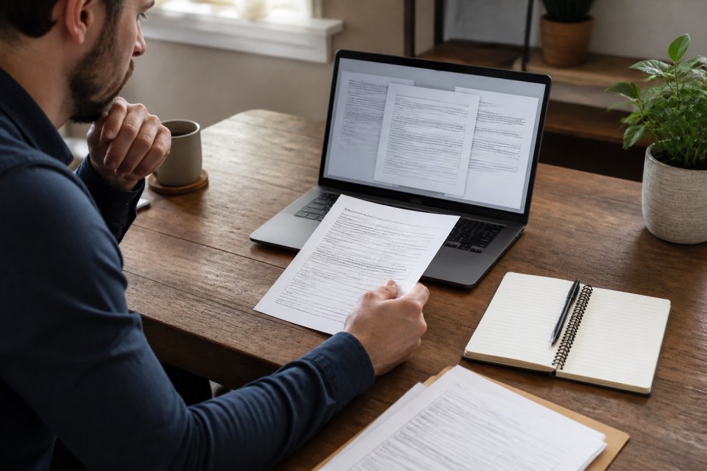 Person at a desk checking data broker removal forms on a laptop screen