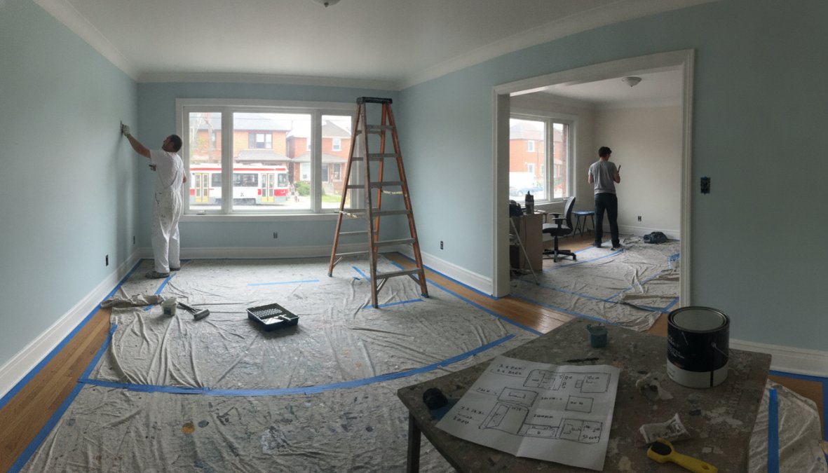 Professional illustration showing Toronto for how long does interior painting take