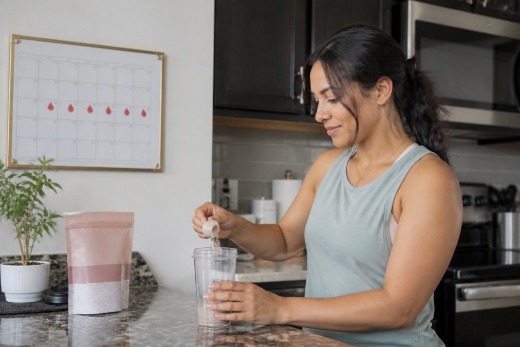 Infographic showing how long for menstrual supplements to work through a daily tracking and routine guide.