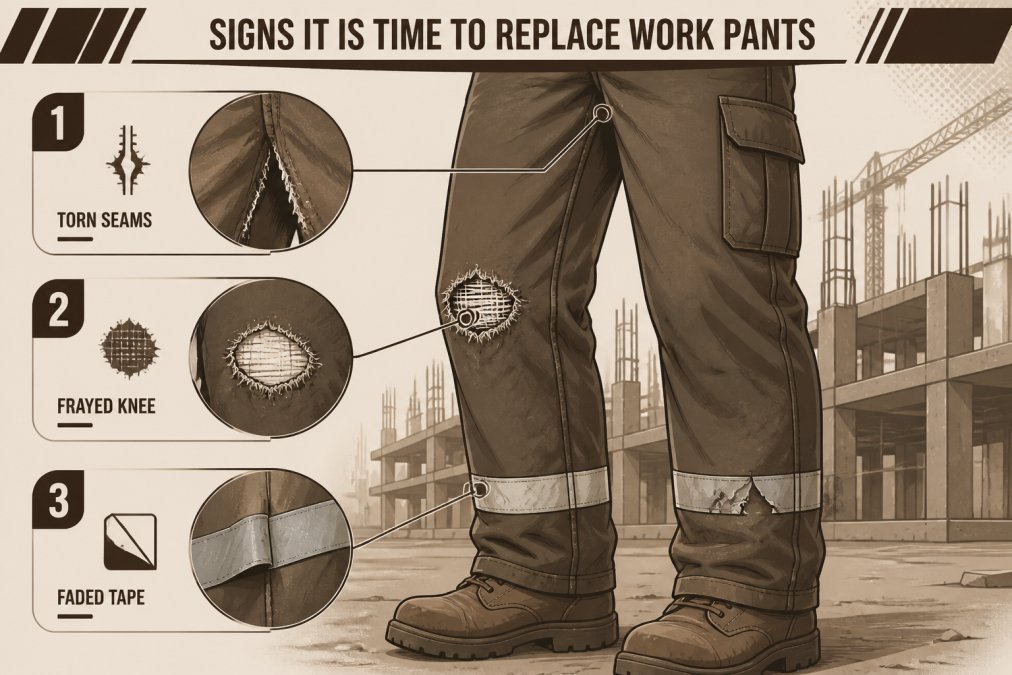Professional illustration showing how long should work pants last
