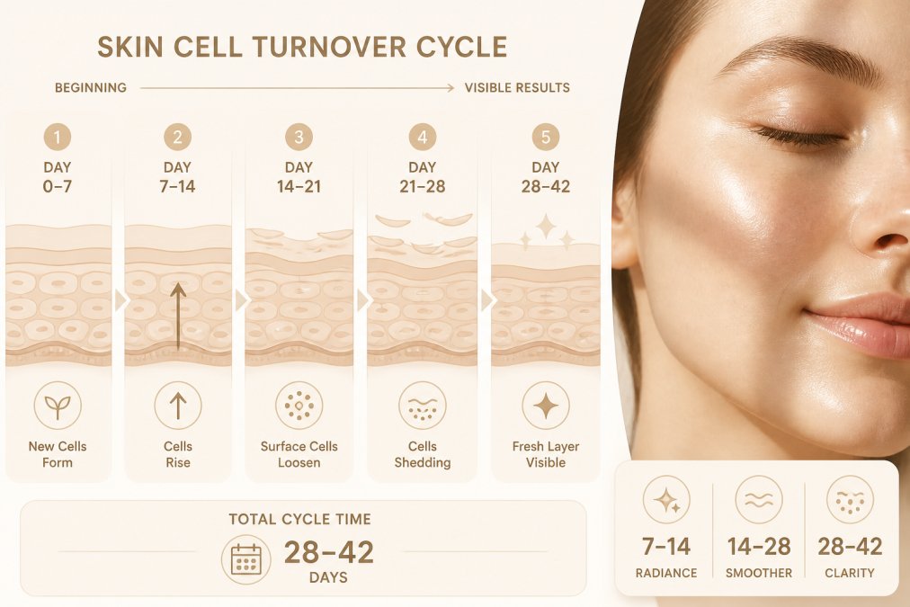 Close-up of radiant, glowing skin texture on a person's face showing smooth complexion and healthy skin radiance under natural window lighting