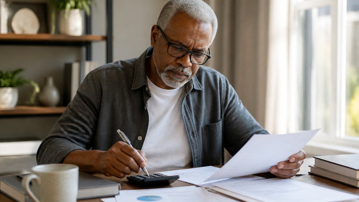 Older adult reviewing financial documents on a laptop to help their retirement savings last longer.