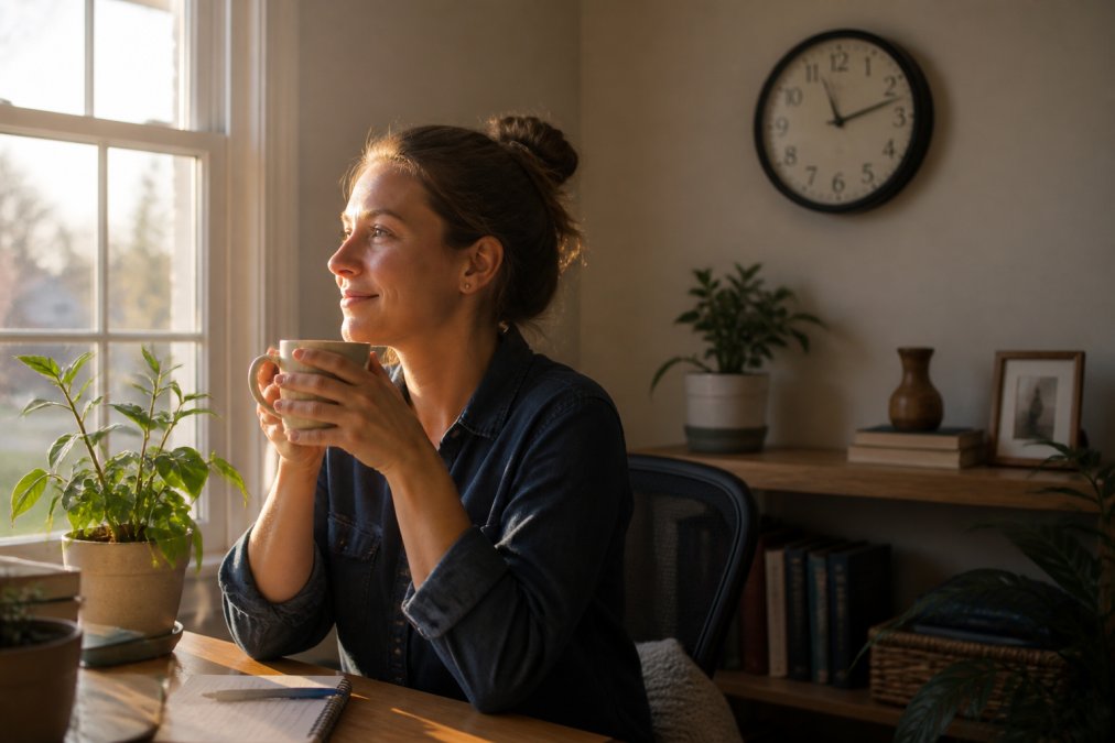 Professional illustration showing person and sitting and cozy concepts for caffeine in coffee