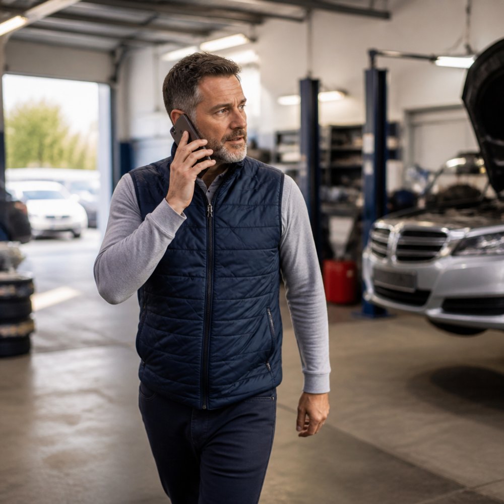 Business owner reviewing call logs on a laptop to automate after hours calls while working late at a desk.