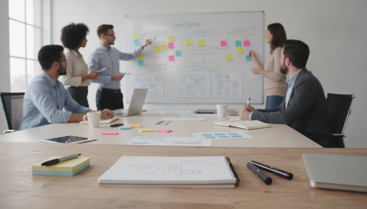 Process diagram showing steps for how to automate business processes