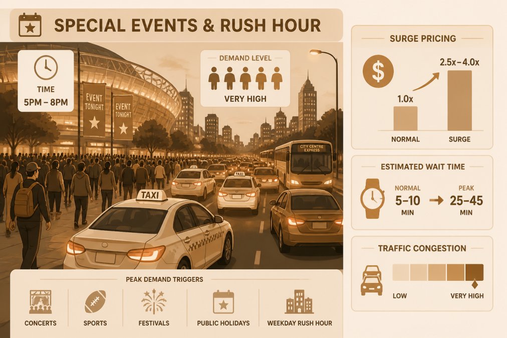 Busy evening street scene with heavy traffic, crowds of pedestrians, and congested transport conditions showing peak-demand city environment with warm evening lighting