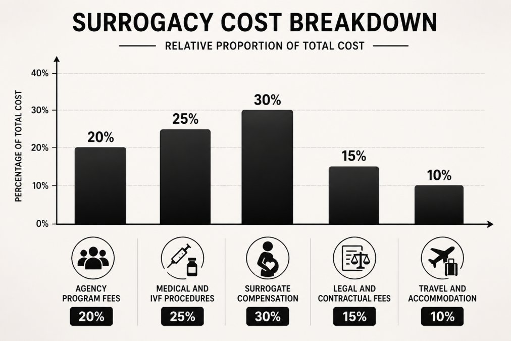 Professional illustration showing surrogacy hidden fees