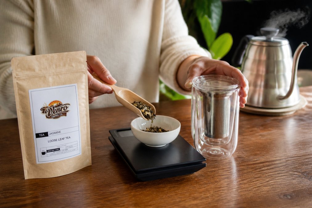 Professional illustration showing brew specialty tea