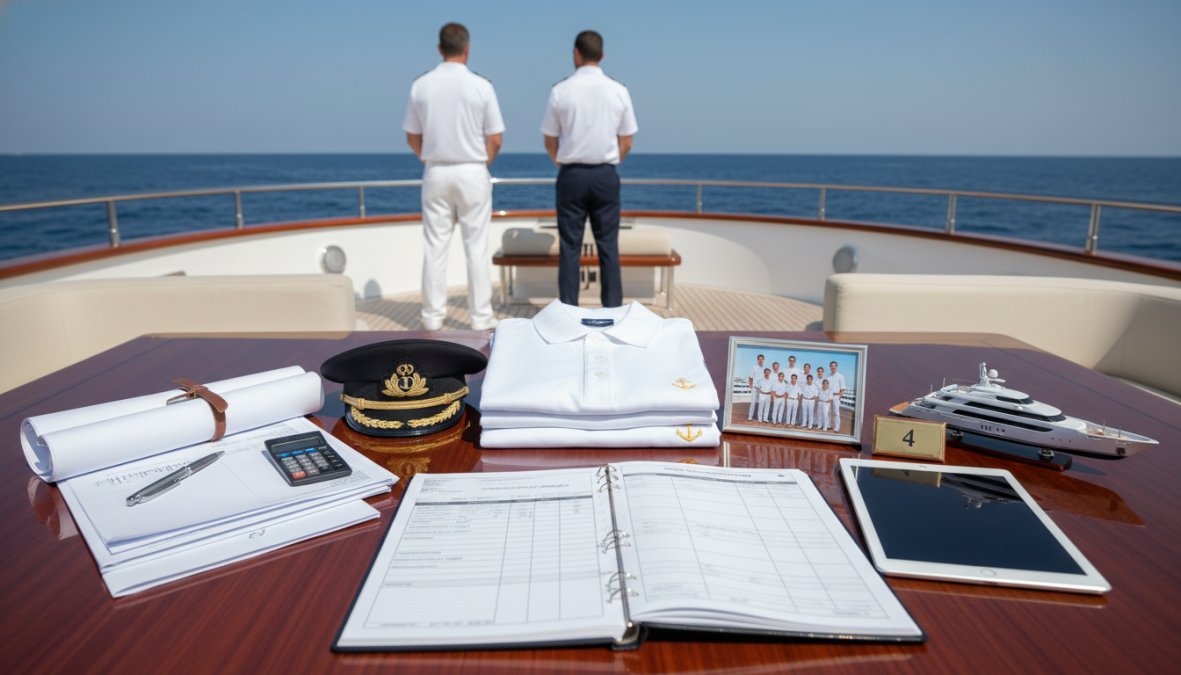 Process diagram showing steps for uniformed and yacht and captain concepts for how to budget for yacht ownership