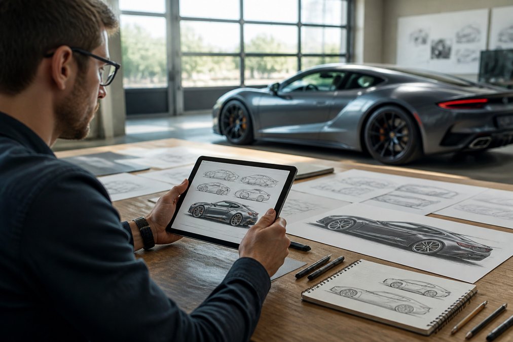 Professional illustration showing car portfolio