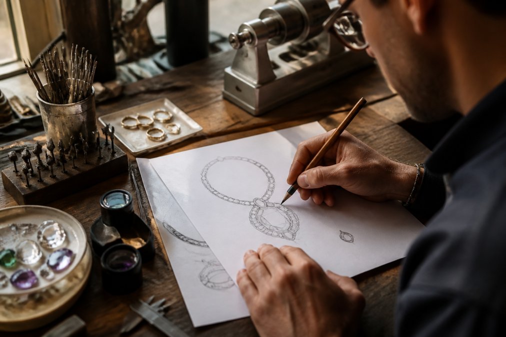 Software tools interface for jewelry and artisan and sketching concepts for custom jewelry