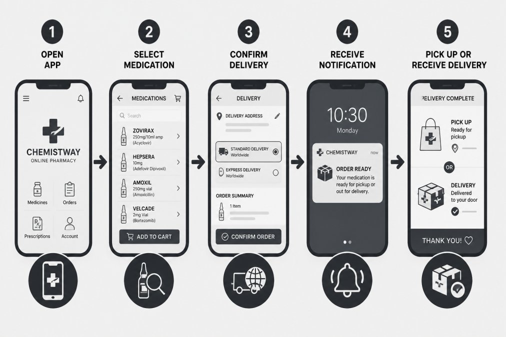 Step-by-step visual guide for bypass pharmacy wait times