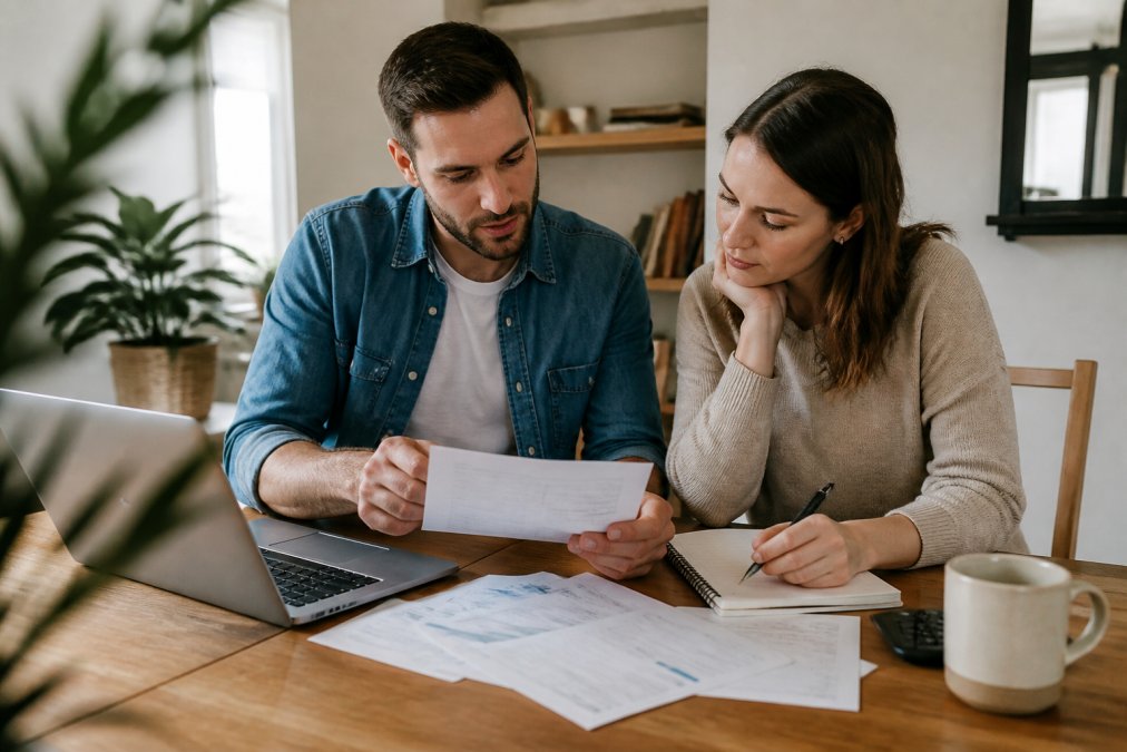 Flowchart illustrating steps to assess financial health before setting an engagement ring budget