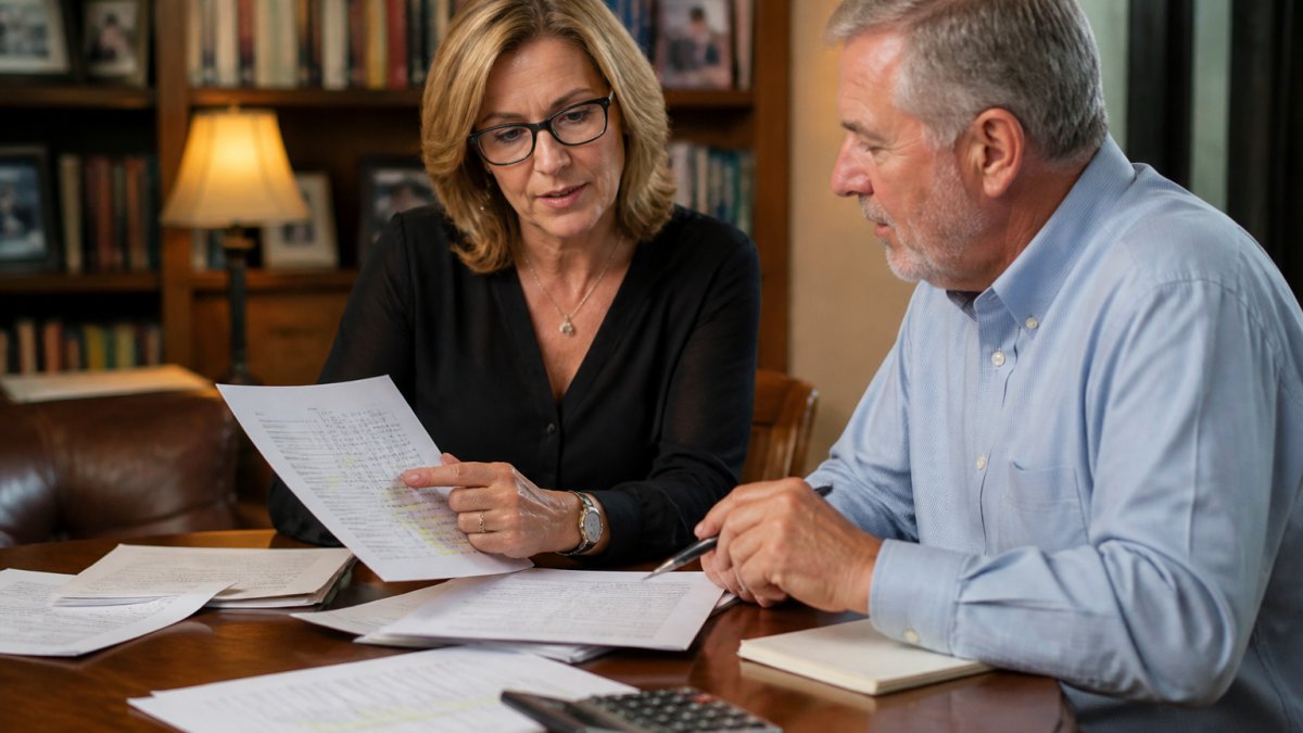 Business owner and advisor reviewing profit and loss statements to calculate seller discretionary earnings