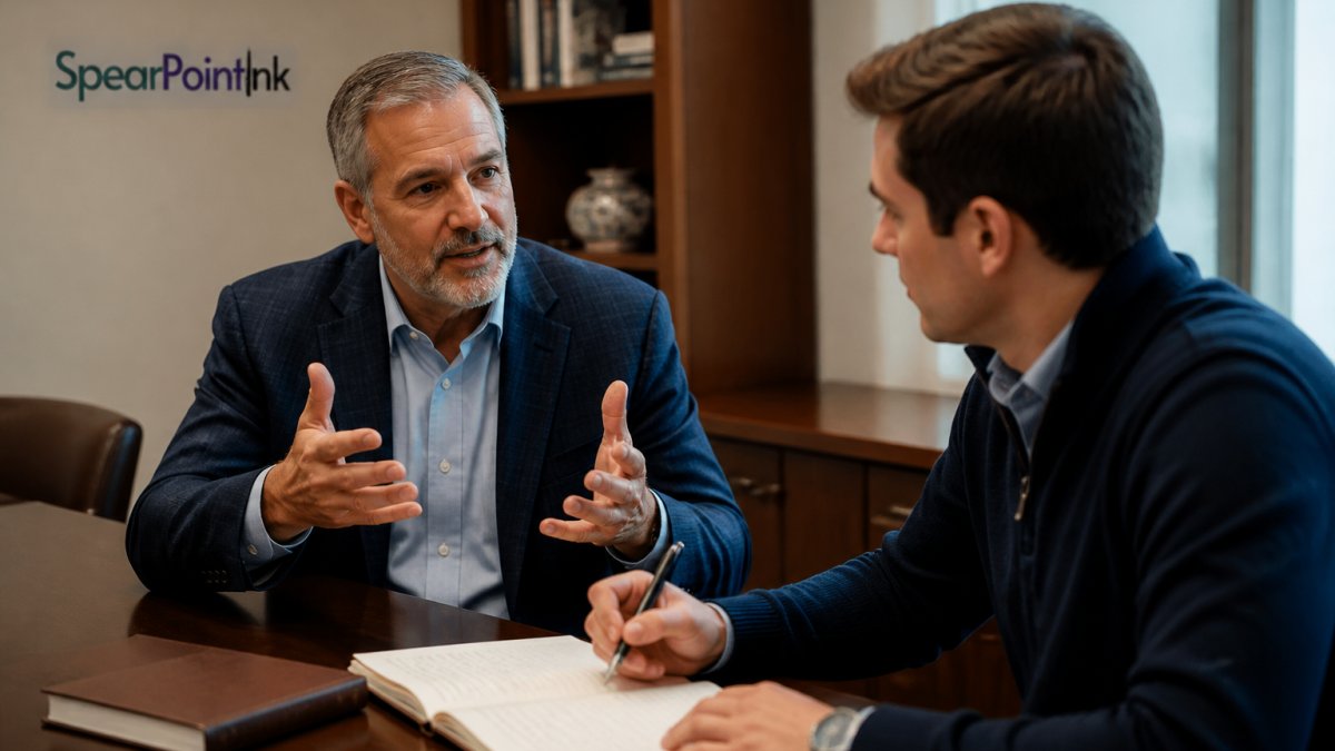 Diagram of a professional methodology showing a mentor sharing investment expertise with a junior colleague