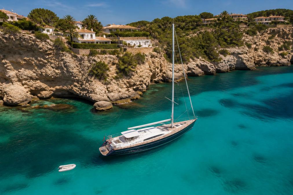 Professional illustration showing Aerial, Mediterranean for how to charter a yacht in the mediterranean